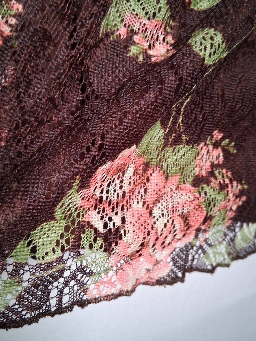 Vintage Y2K First Option Babydoll Top 14/16 Brown Pink Roses Fairy Whimsical - Picture 10 of 16